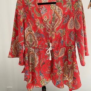 Zara silky tie waist blouse. Size S.